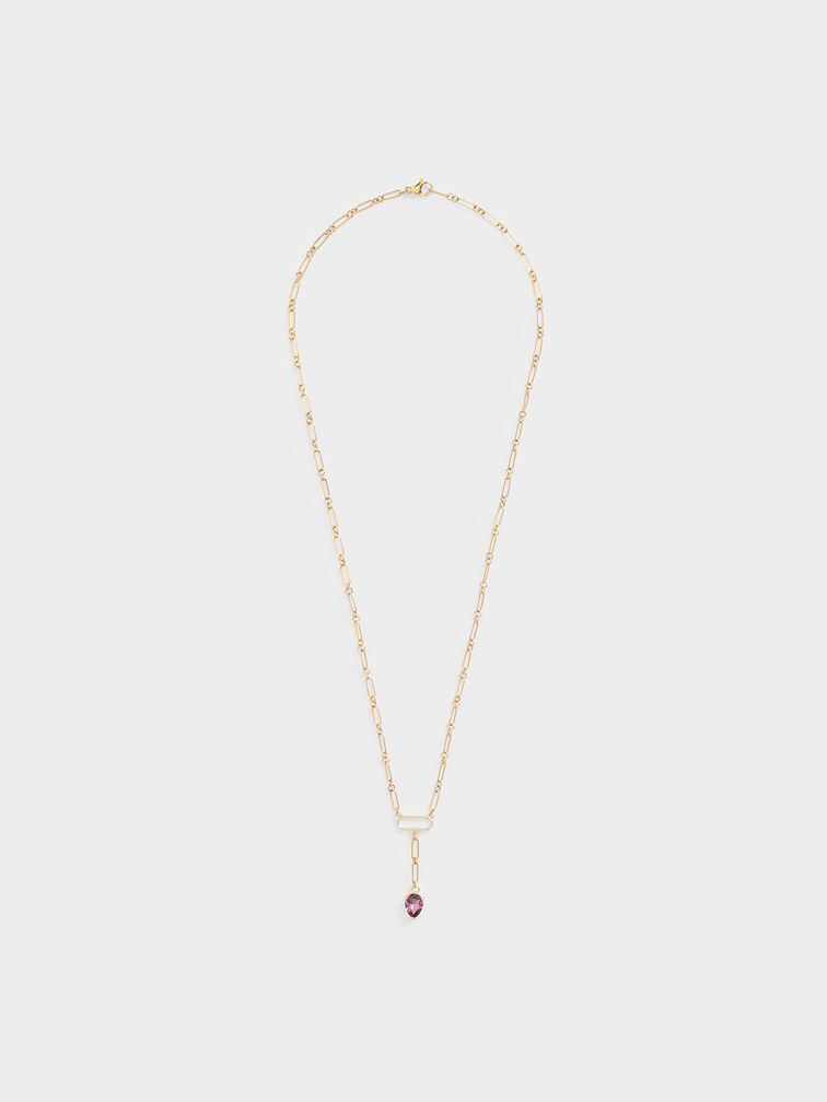 Crystal Drop Necklace, Gold, hi-res