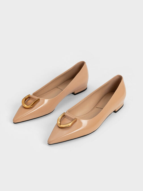 Gabine Patent Leather Ballerinas, Nude, hi-res