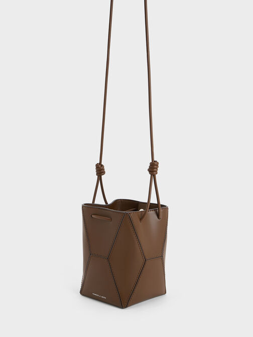 Nasrin Panelled Bucket Bag, Dark Brown, hi-res