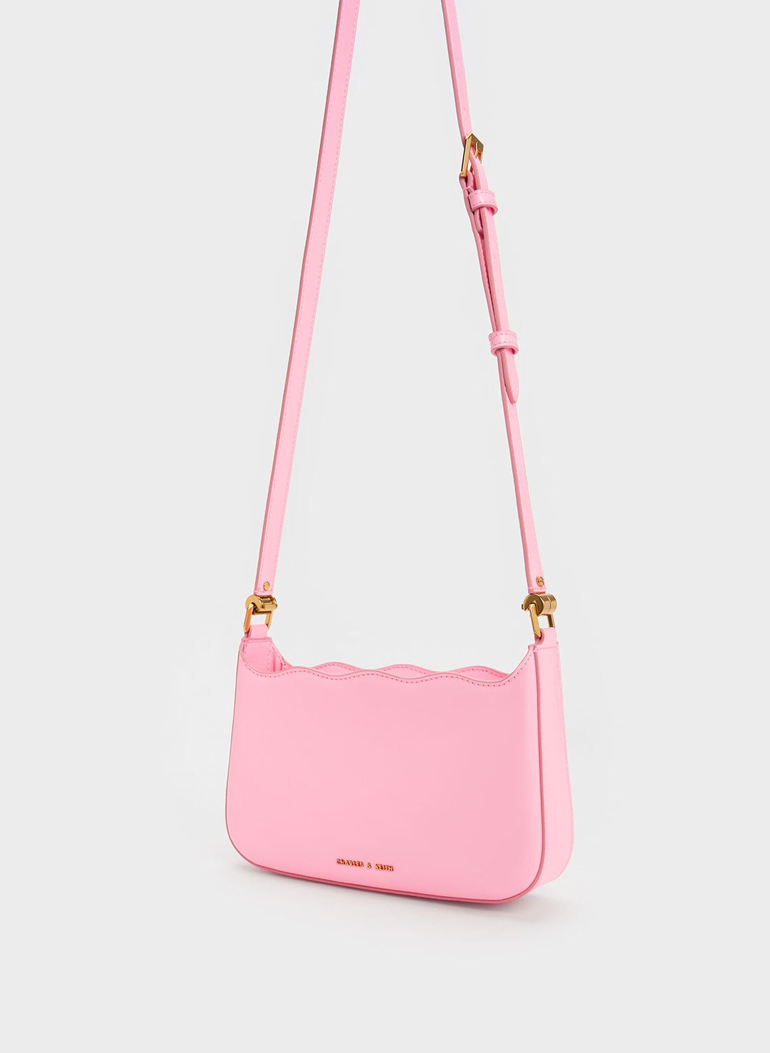 Braided Chain-Link Wavy Bag, Pink, hi-res