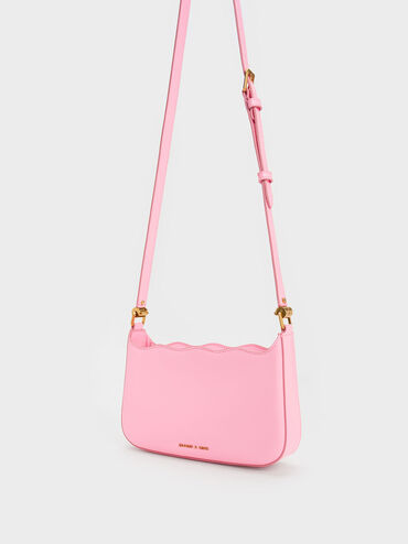 Braided Chain-Link Wavy Bag, Pink, hi-res