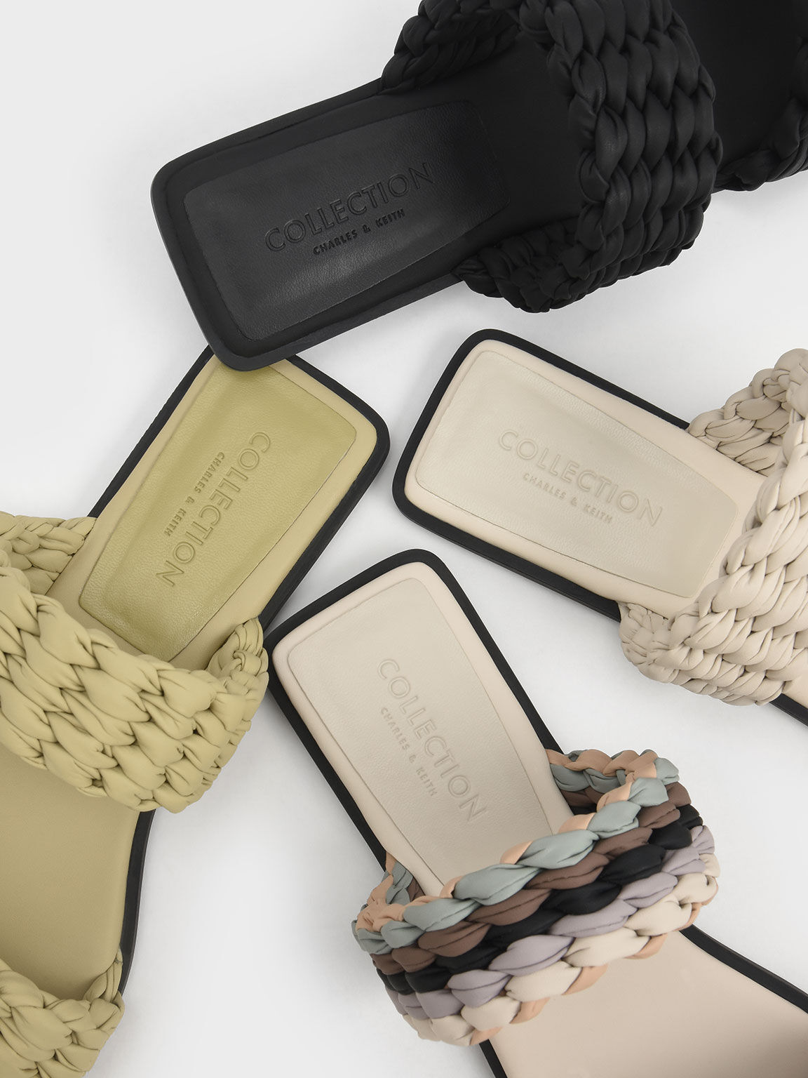 Pleated Slide Sandals, Mustard, hi-res