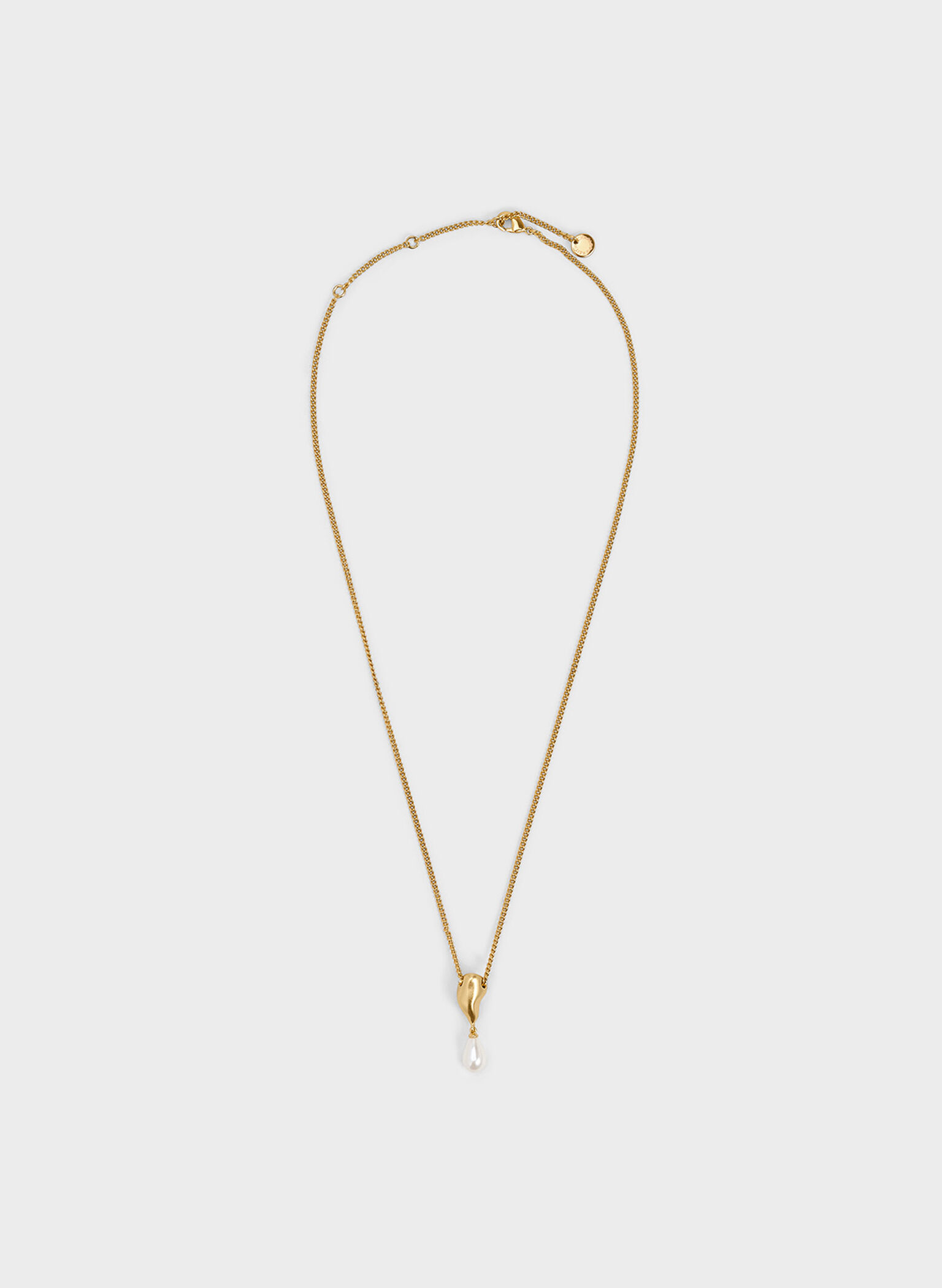 Corrine Teardrop Pearl Necklace, Brush Gold, hi-res