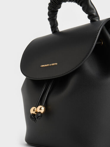 Mochila Eve con asa fruncida, Negro, hi-res