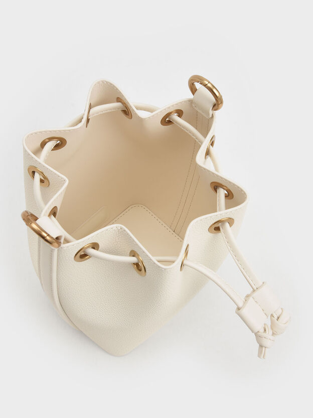 Marlowe Chain-Handle Drawstring Bucket Bag, Cream, hi-res