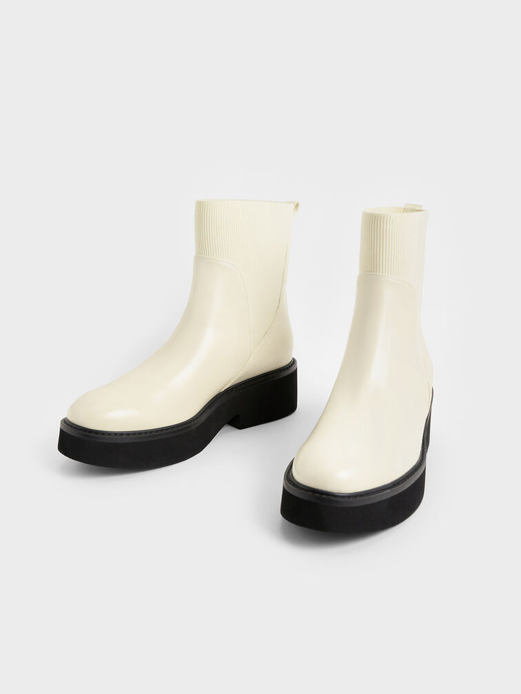 Chalk Chunky Platform Chelsea Boots - CHARLES & KEITH US