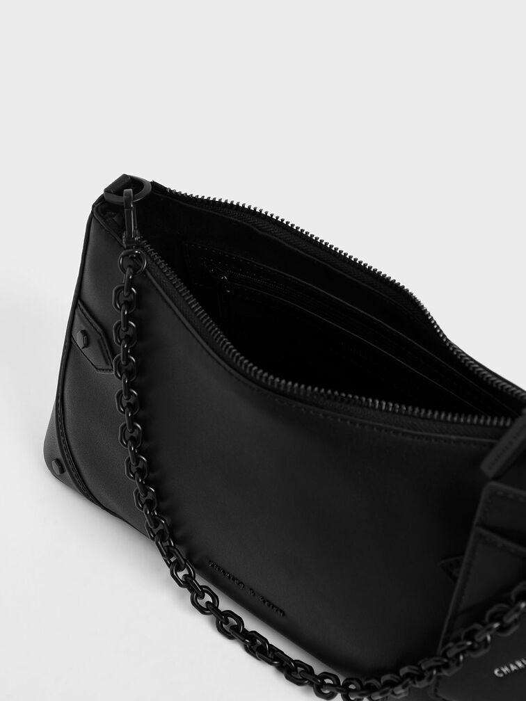 Ultra Matte Black Chain Handle Bag - CHARLES & KEITH International