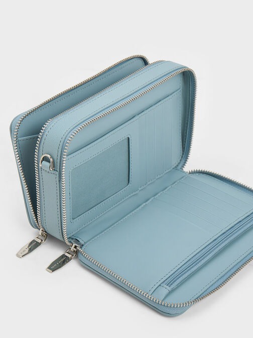 Quilted Boxy Long Wallet, Slate Blue, hi-res
