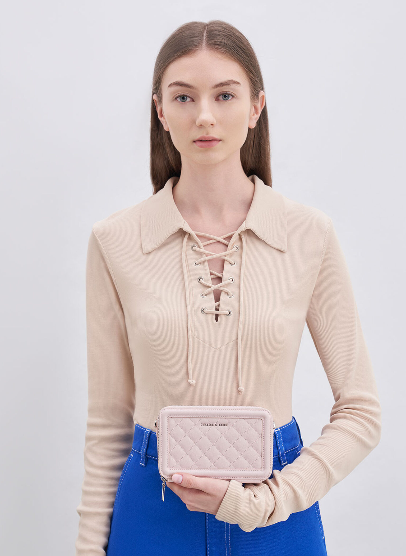 Quilted Boxy Long Wallet, Pink, hi-res