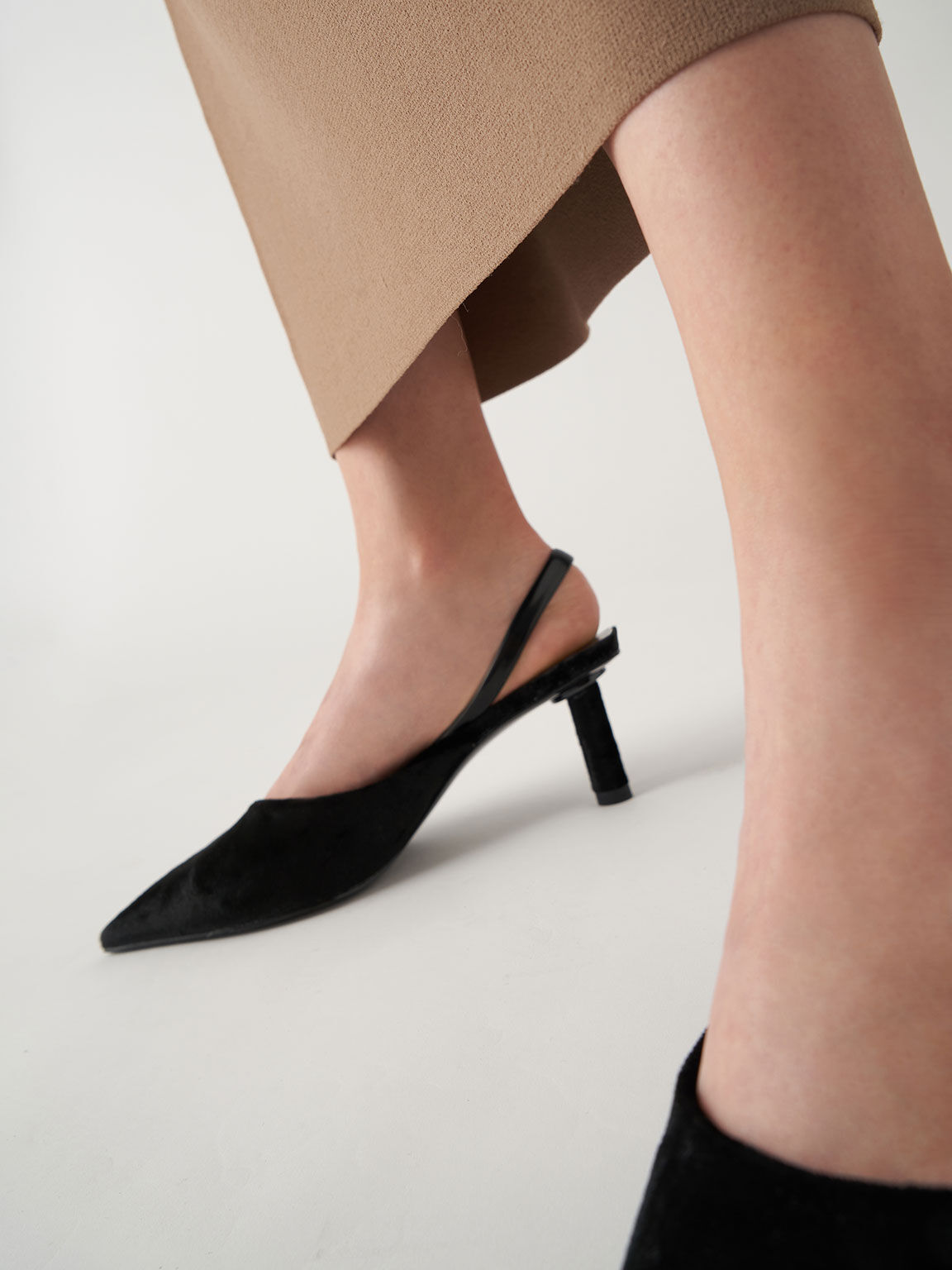 Black Amelia Velvet Slingback Pumps 