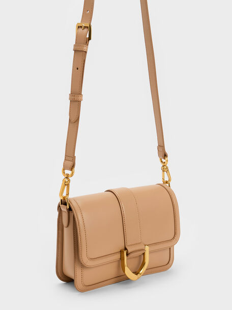 Gabine Leather Crossbody Bag, Nude, hi-res