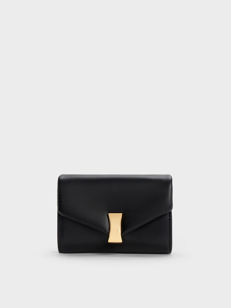 Lilibet Metallic-Accent Chain-Strap Wallet, Black, hi-res