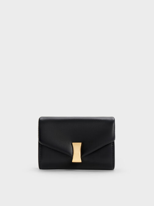 Lilibet Metallic-Accent Chain-Strap Wallet, Black, hi-res