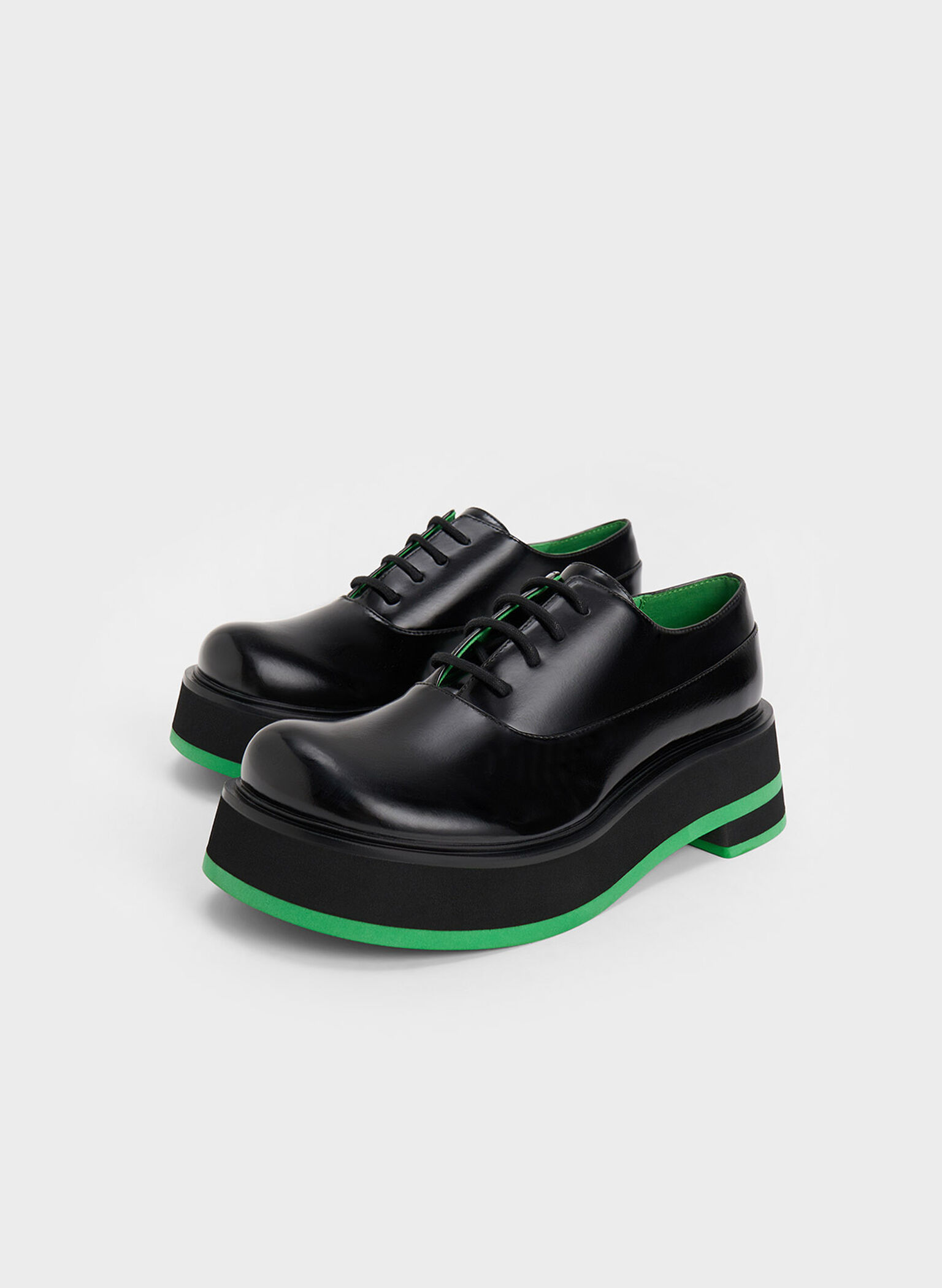 Striped Platform Oxfords, Black, hi-res