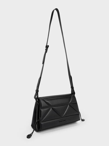 Nina Leather Padded Handle Bag, Black, hi-res