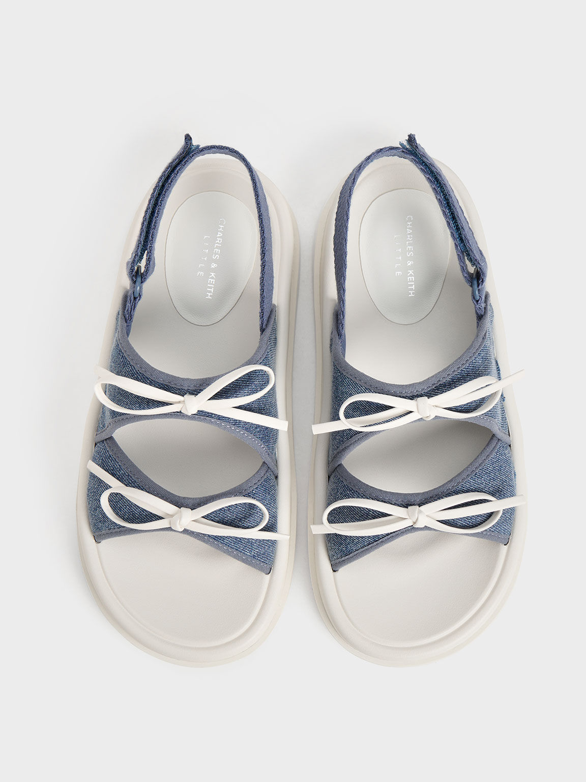Girls Denim Double Bow Sandals Denim Blue