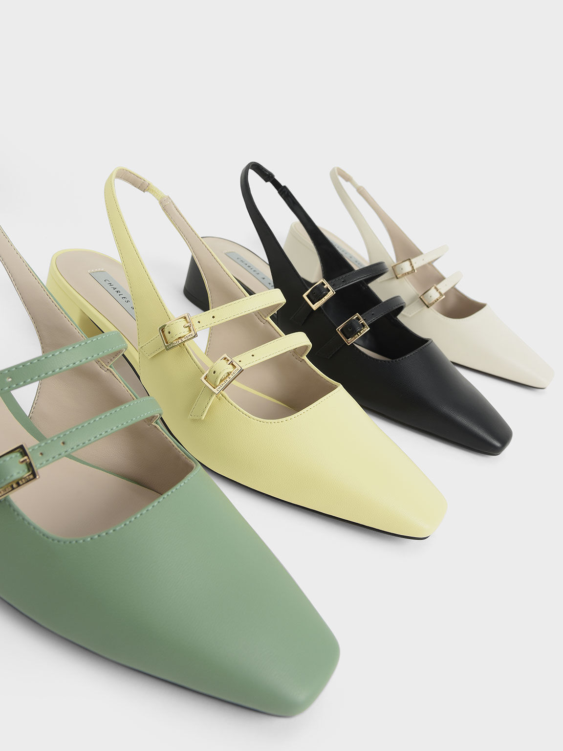 Slingback Mary Janes, Yellow, hi-res