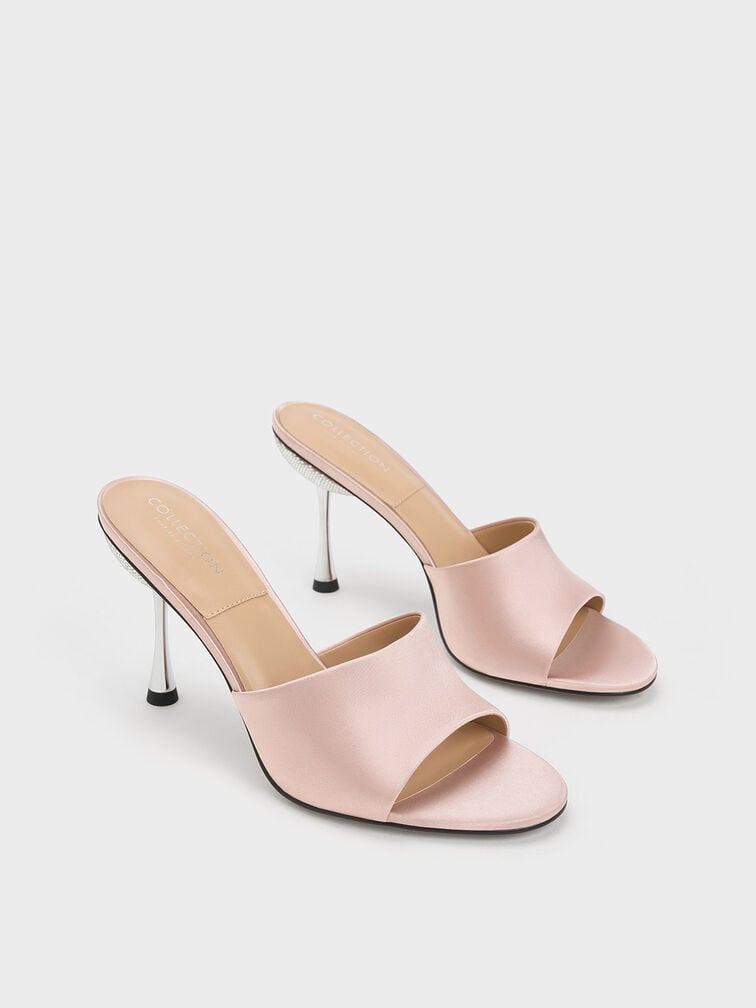 Demi Recycled Polyester Metallic Heel Mules, Nude, hi-res