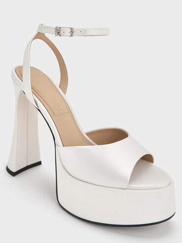 Michelle Recycled Polyester Platform Sandals, White, hi-res