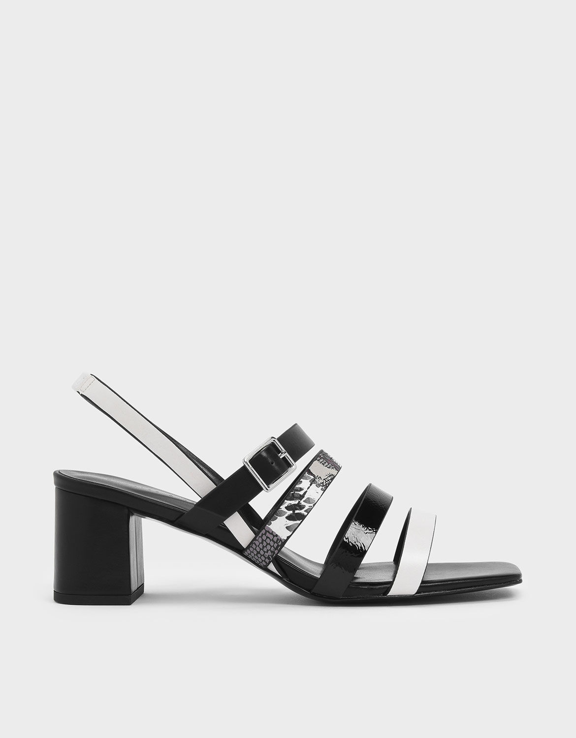 short white block heels