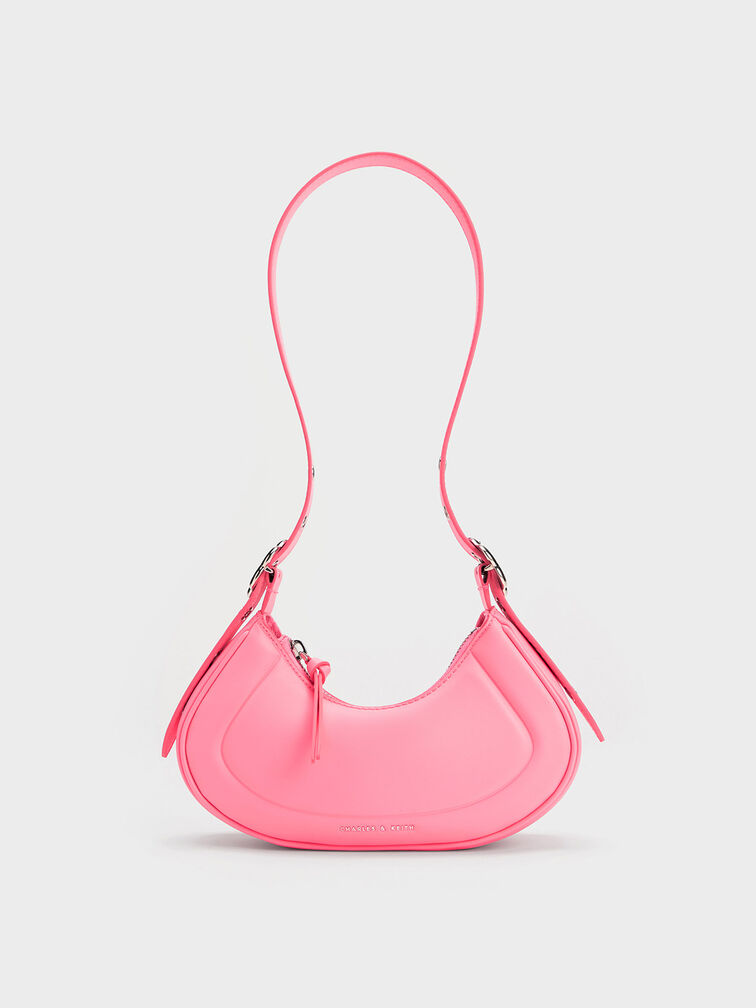 Petra Curved Shoulder Bag, Pink, hi-res