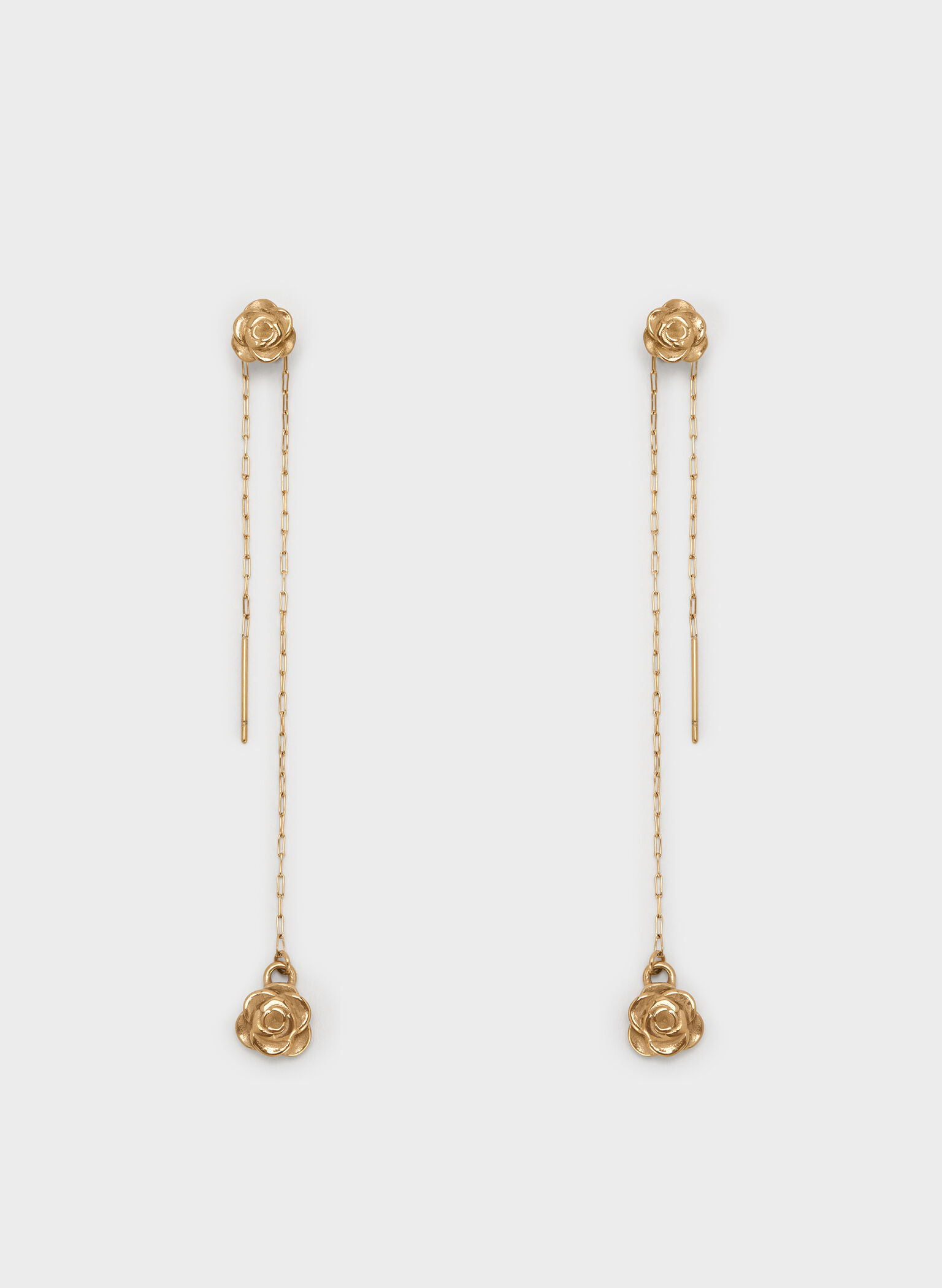 Rosalind Flower-Motif Asymmetric Drop Earrings, Brush Gold, hi-res