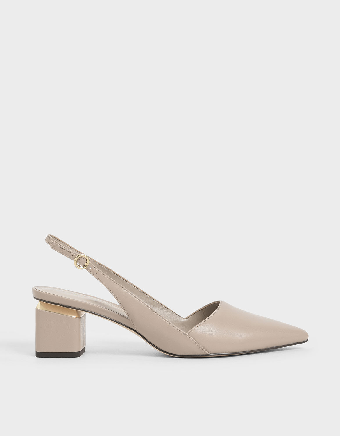 Taupe Pointed Slingback Heels | CHARLES 