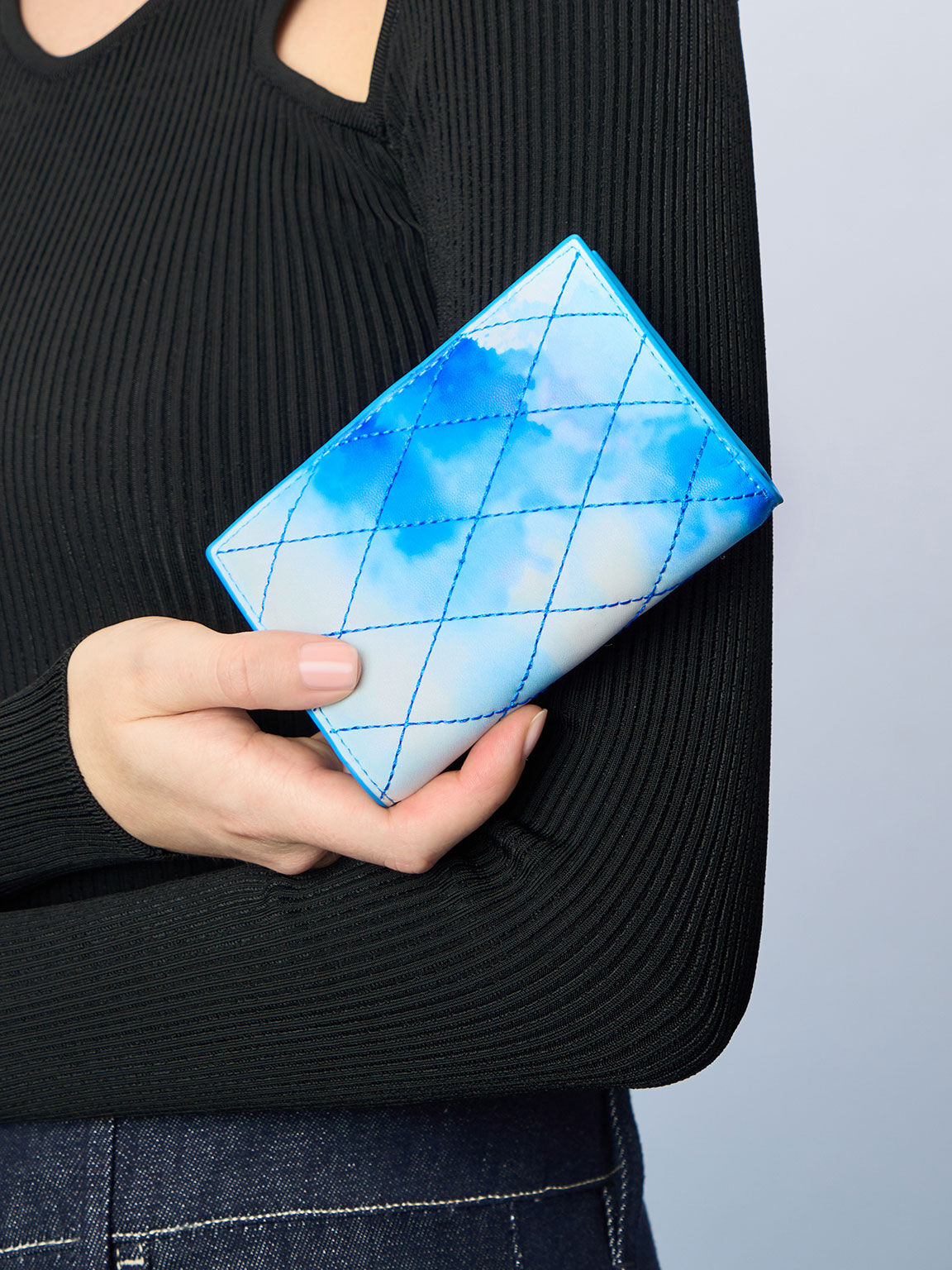 Lillie Cloud-Print Quilted Mini Wallet, Multi, hi-res