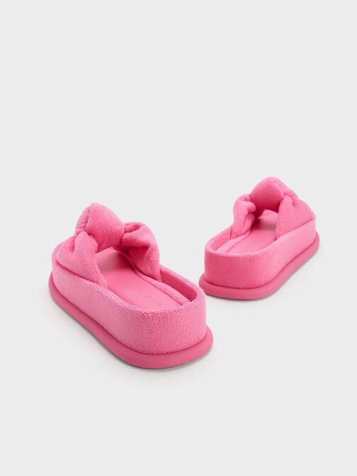 Loey 毛巾布扭結厚拖鞋, 粉紅色, hi-res