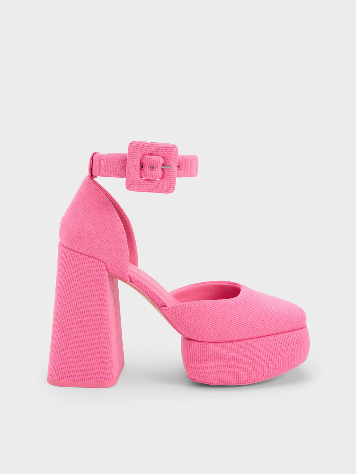 Zapatos D'Orsay Tejidos con Plataforma y Hebilla, Pink, hi-res