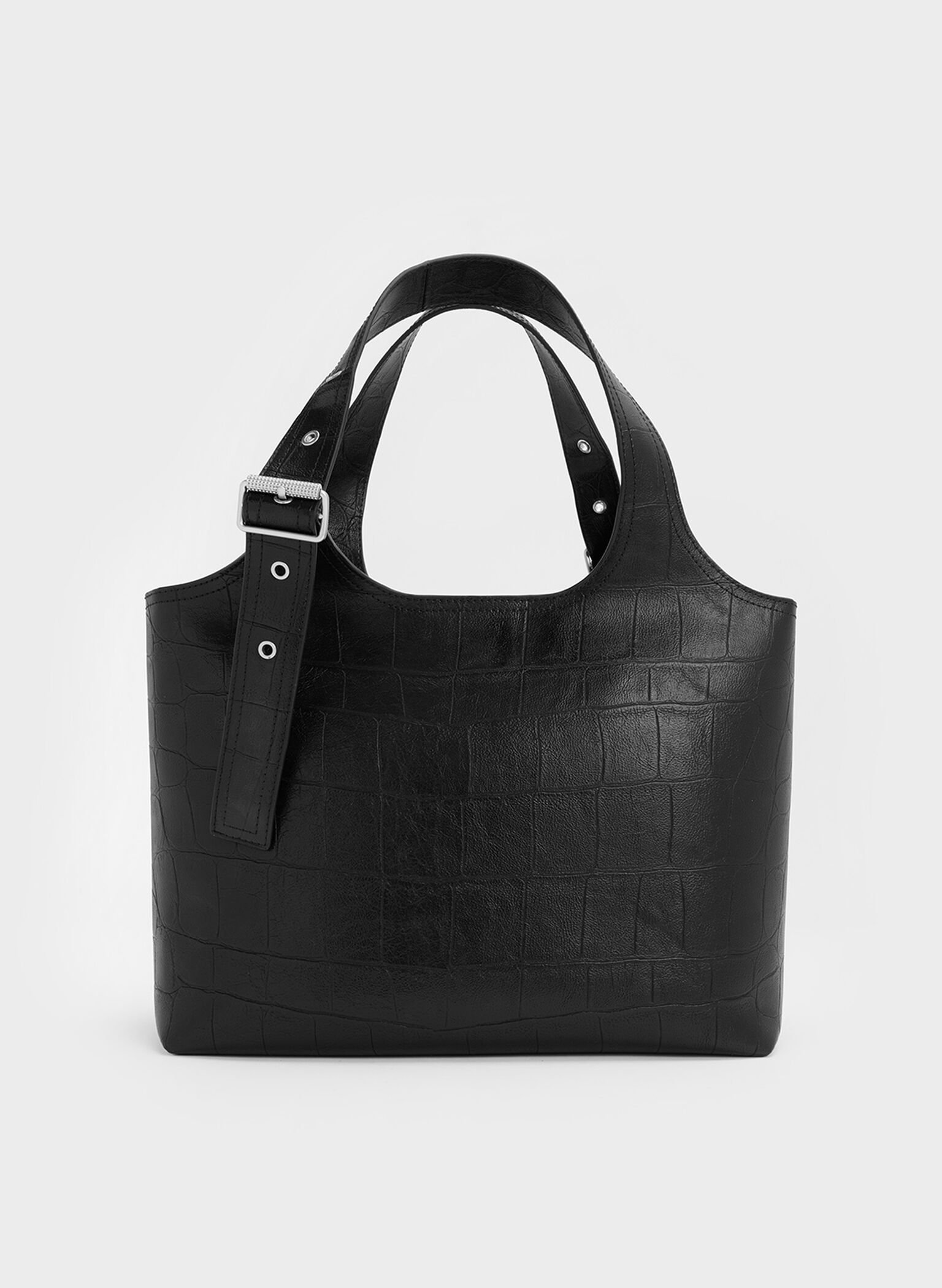 Bolso tote Liv efecto cocodrilo, Noir, hi-res