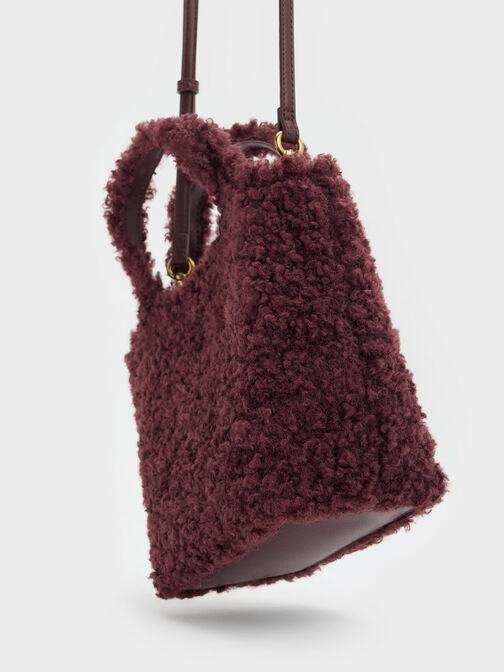 Arlys Furry Tote Bag, Burgundy, hi-res