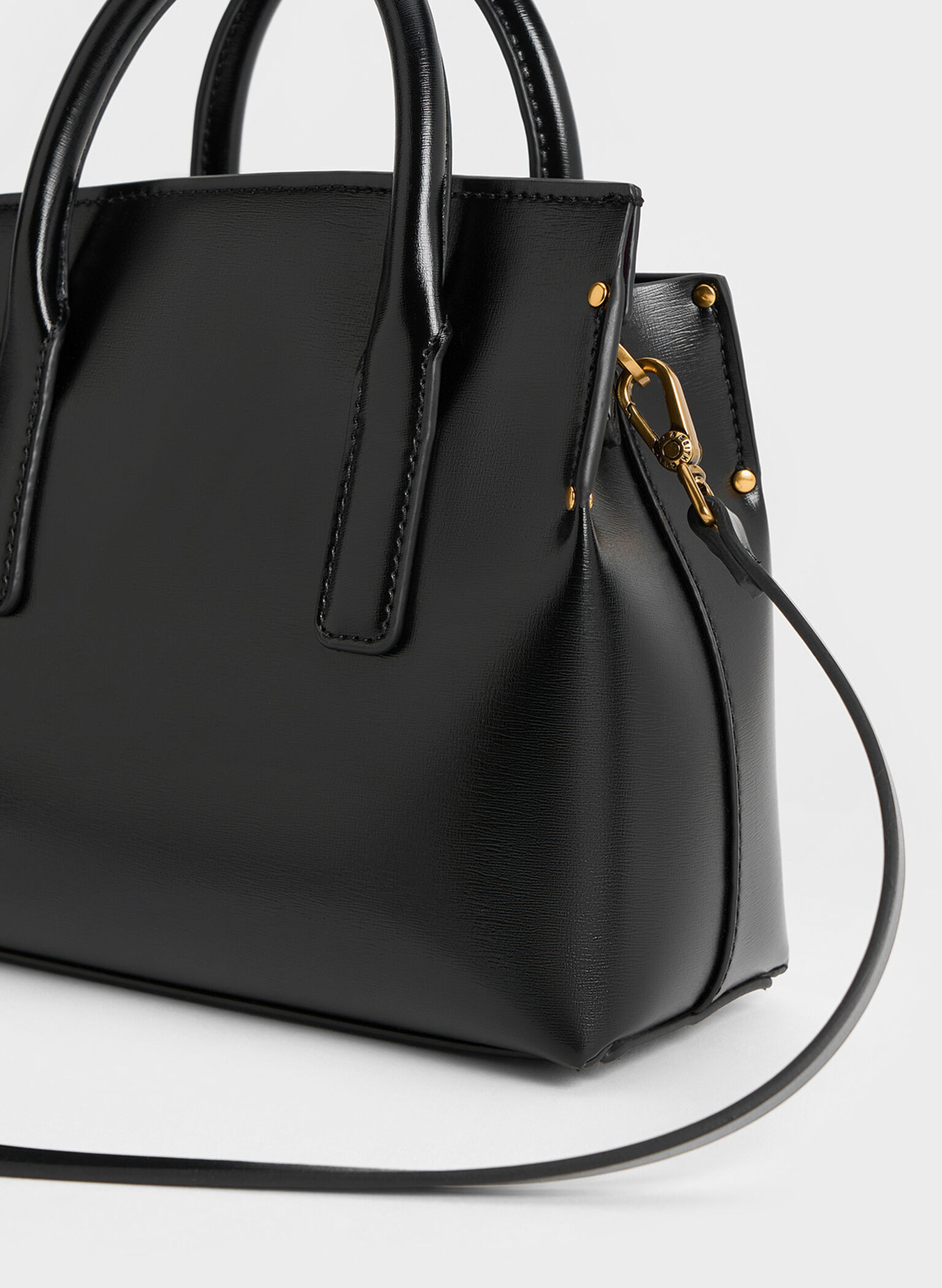 Rene Structured Top Handle Bag, Black, hi-res