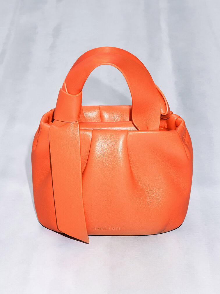 Toni Knotted Ruched Bag, Orange, hi-res