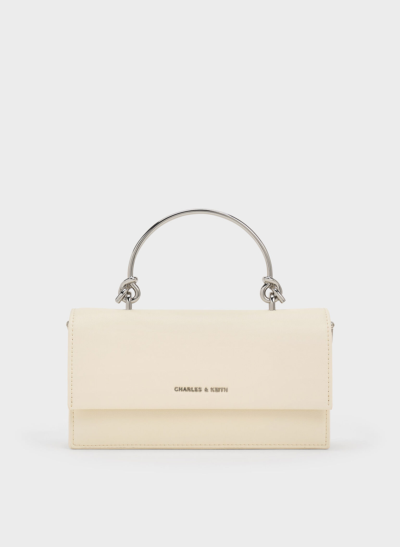 Kristine Sculptural-Handle Long Wallet, Cream, hi-res