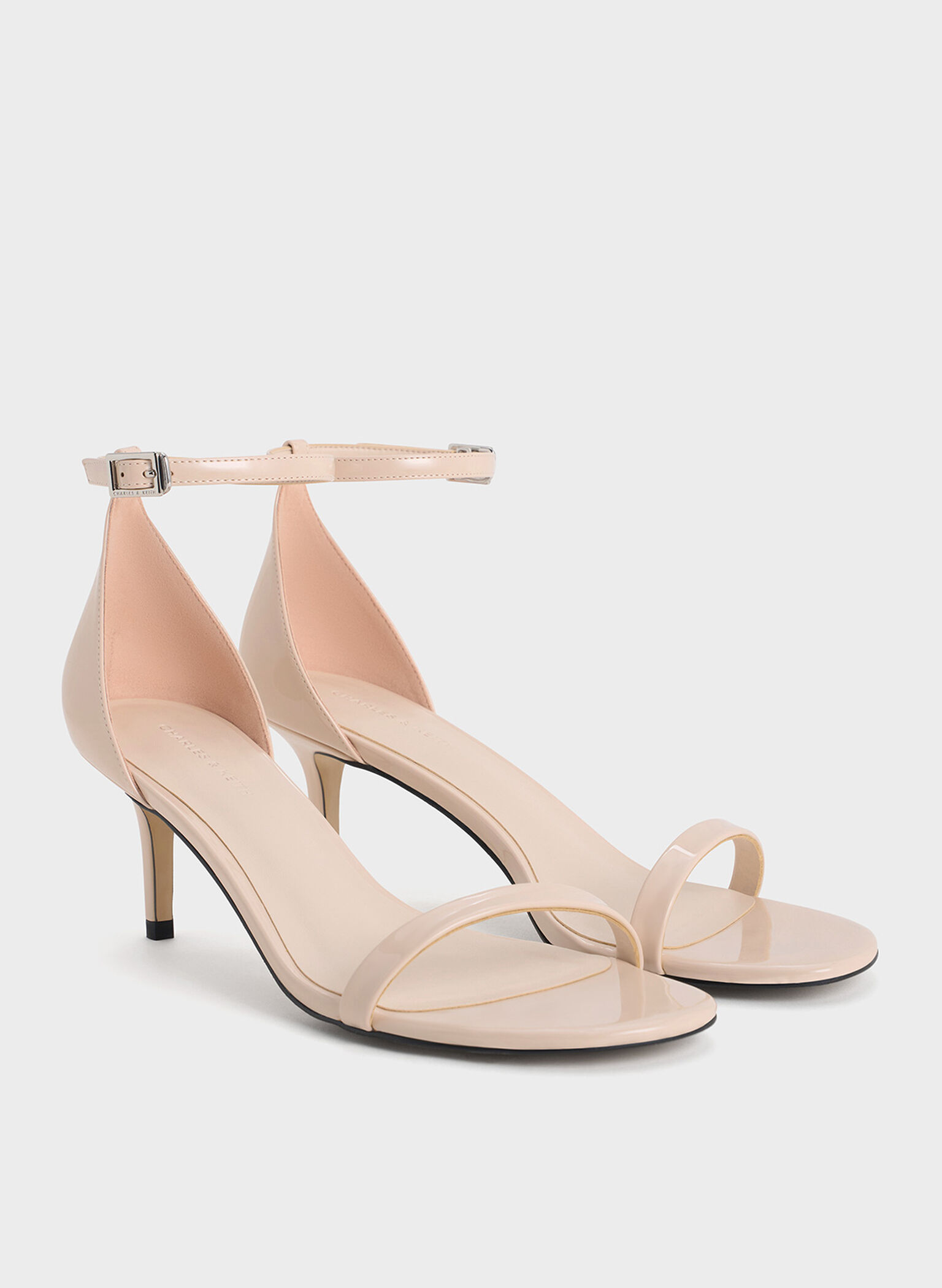 Patent Stiletto-Heel Ankle-Strap Sandals, Nude, hi-res