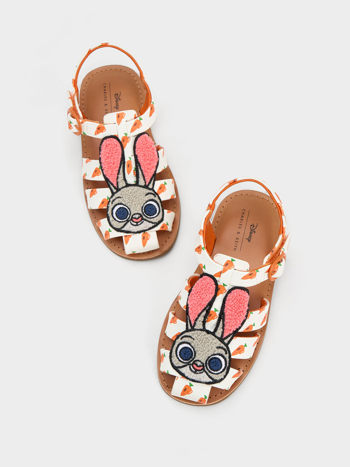 Girls' Judy Hopps Carrot-Print Gladiator Sandals, Multi, hi-res