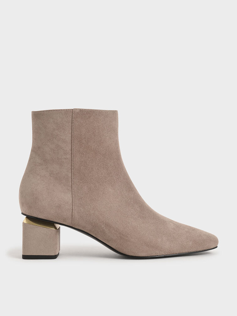 Textured Block Heel Ankle Boots, Taupe, hi-res