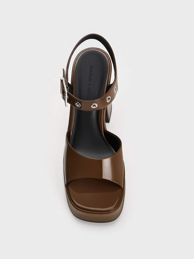 Jocelyn Grommet Ankle-Strap Platform Sandals, Brown, hi-res