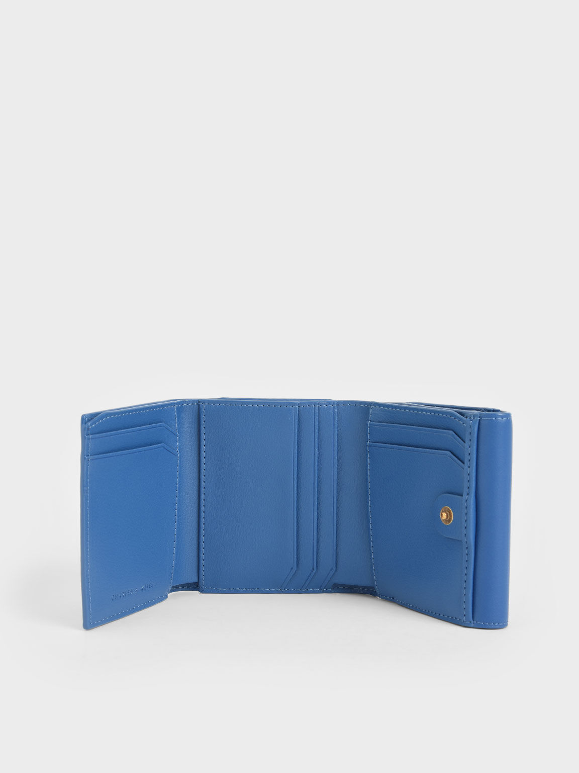 Edna Metallic Turn-Lock Short Wallet, Blue, hi-res