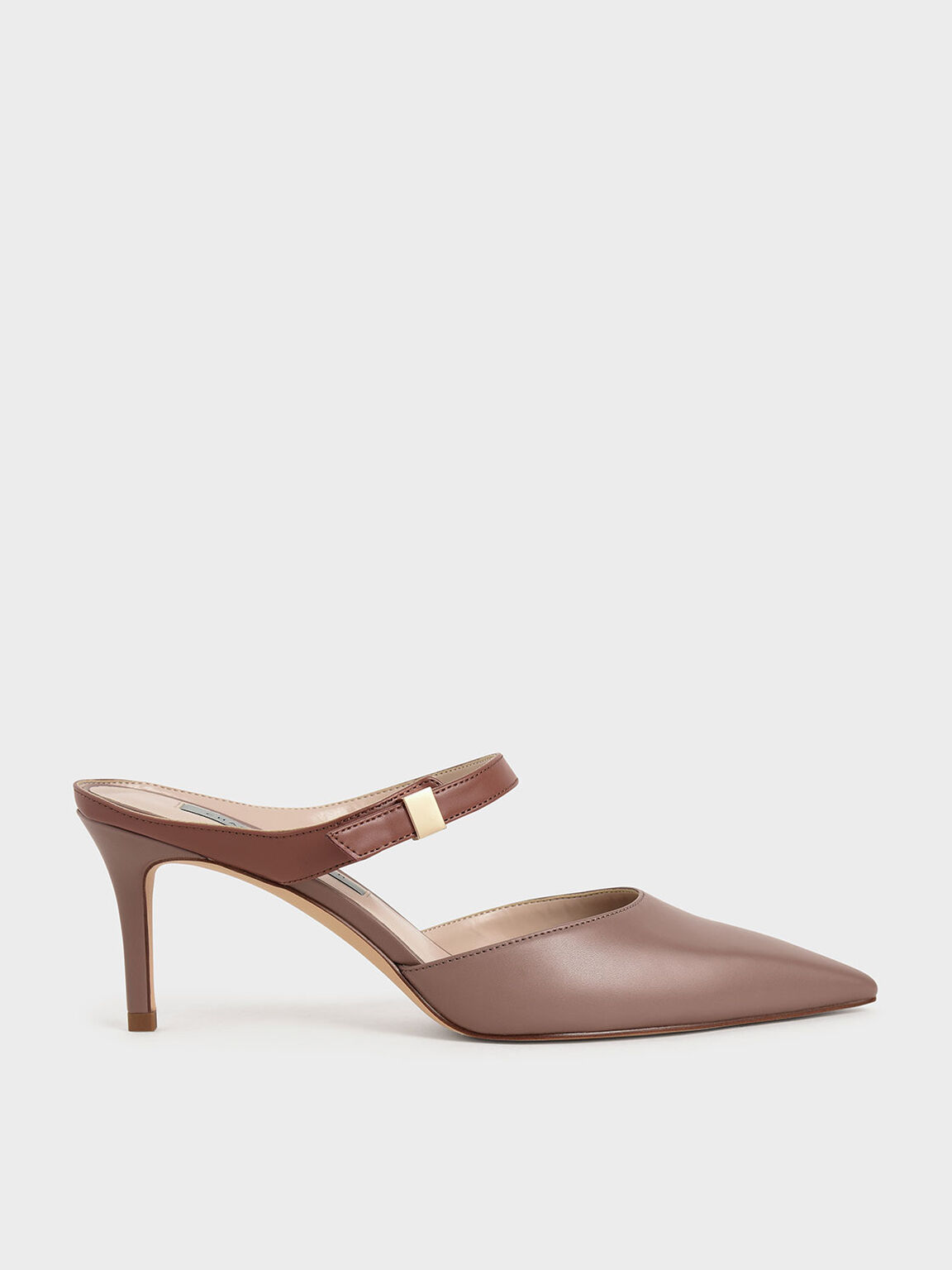 Mauve Two-Tone Ankle Strap Mules - CHARLES & KEITH US