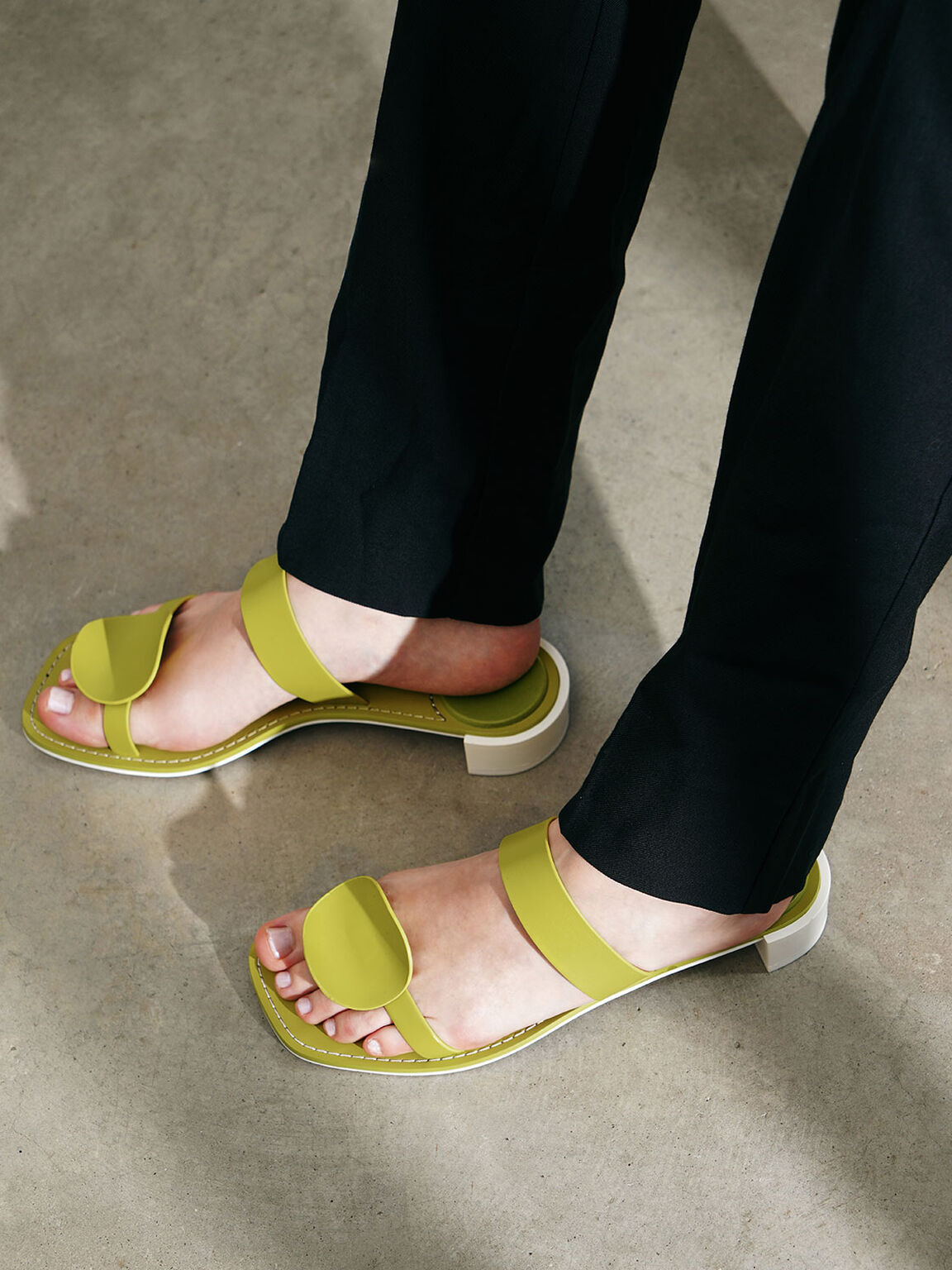 Double Strap Mules, Green, hi-res
