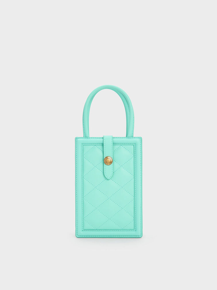 Este Belted Quilted Phone Pouch, Mint Green, hi-res