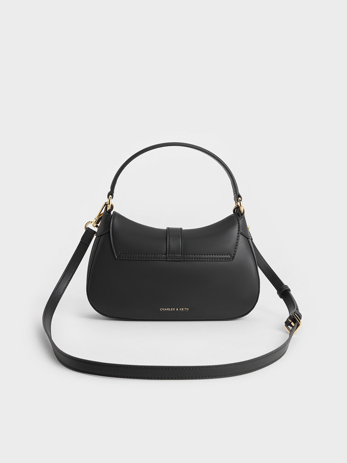 Agatha Chain-Accent Hobo Bag - Black