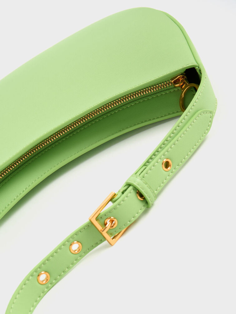 Bolso curvo al hombro, Verde, hi-res