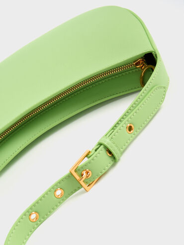 Curved Shoulder Bag, Green, hi-res