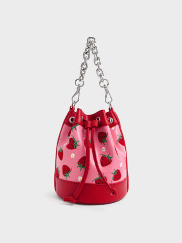 Zetta 鍊條草莓水桶包, 粉紅色, hi-res