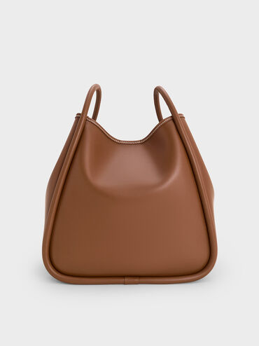 Bolso tote holgado tubular Lyla, Marrón chocolate, hi-res