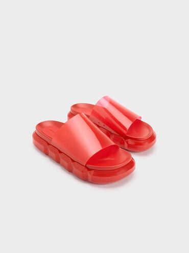 Fia 果凍厚底拖鞋, 紅色, hi-res