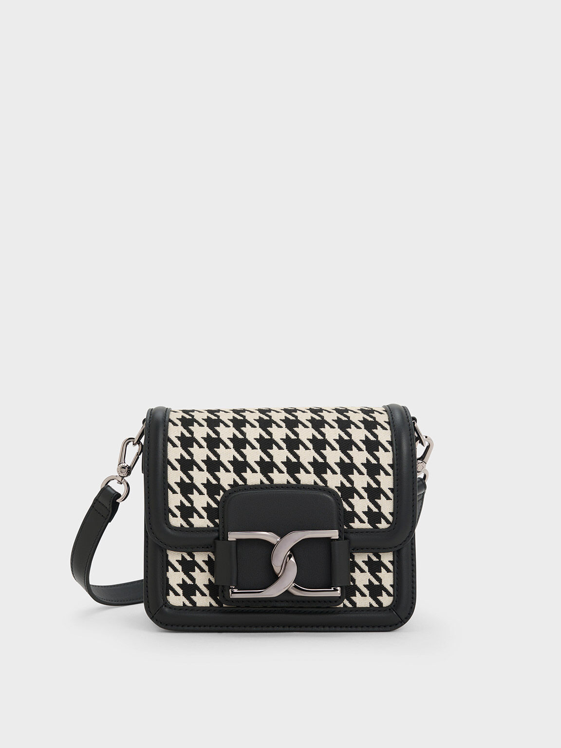 Multicoloured Gabine Houndstooth Leather Crossbody Bag CHARLES & KEITH IL